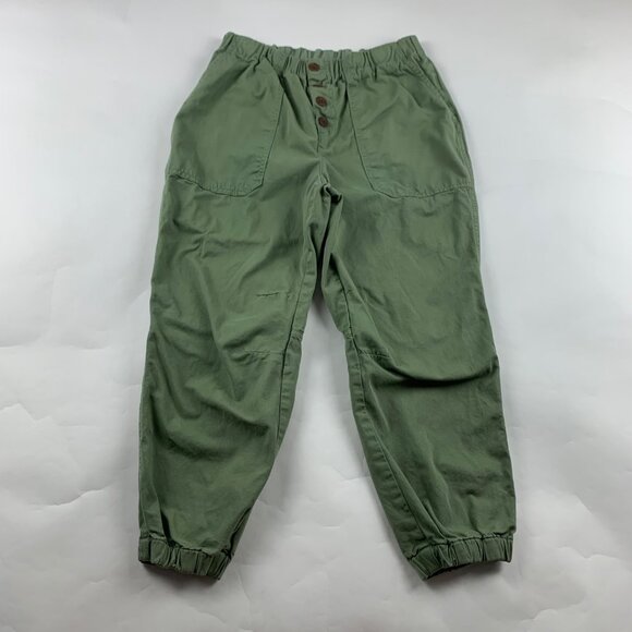 Free People Moss Green Canvas Cadet Button Fly Jogger Chino Pant M - Picture 2 of 8